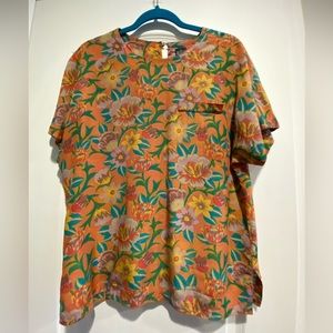 UNLABELED FLORAL SILK M BLOUSE(A-2)